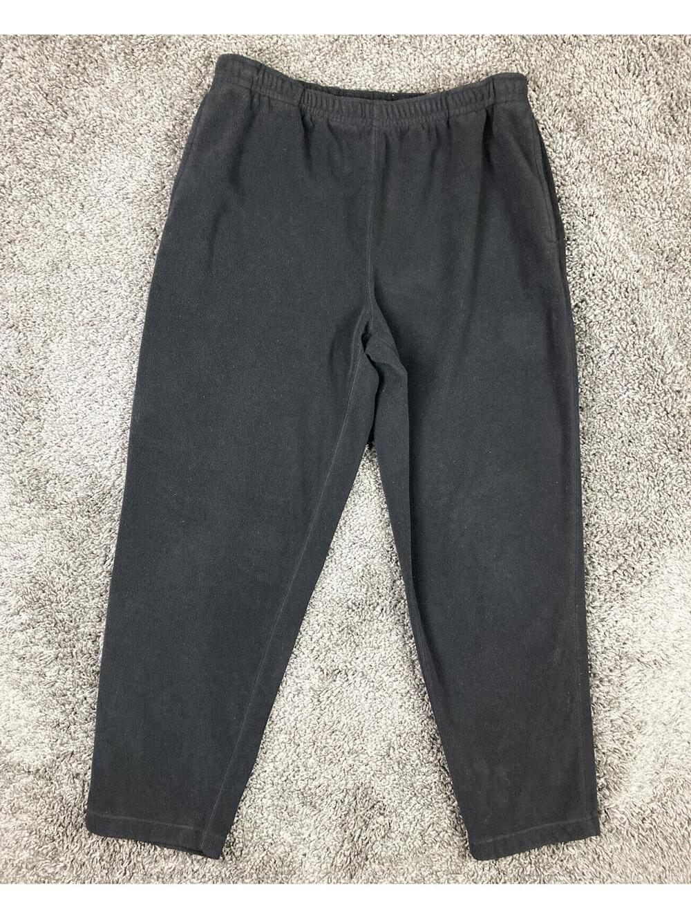 Vintage 90s EMS Eastern Mountain Sports Mens Black Fleece Pants Zipper Pockets M